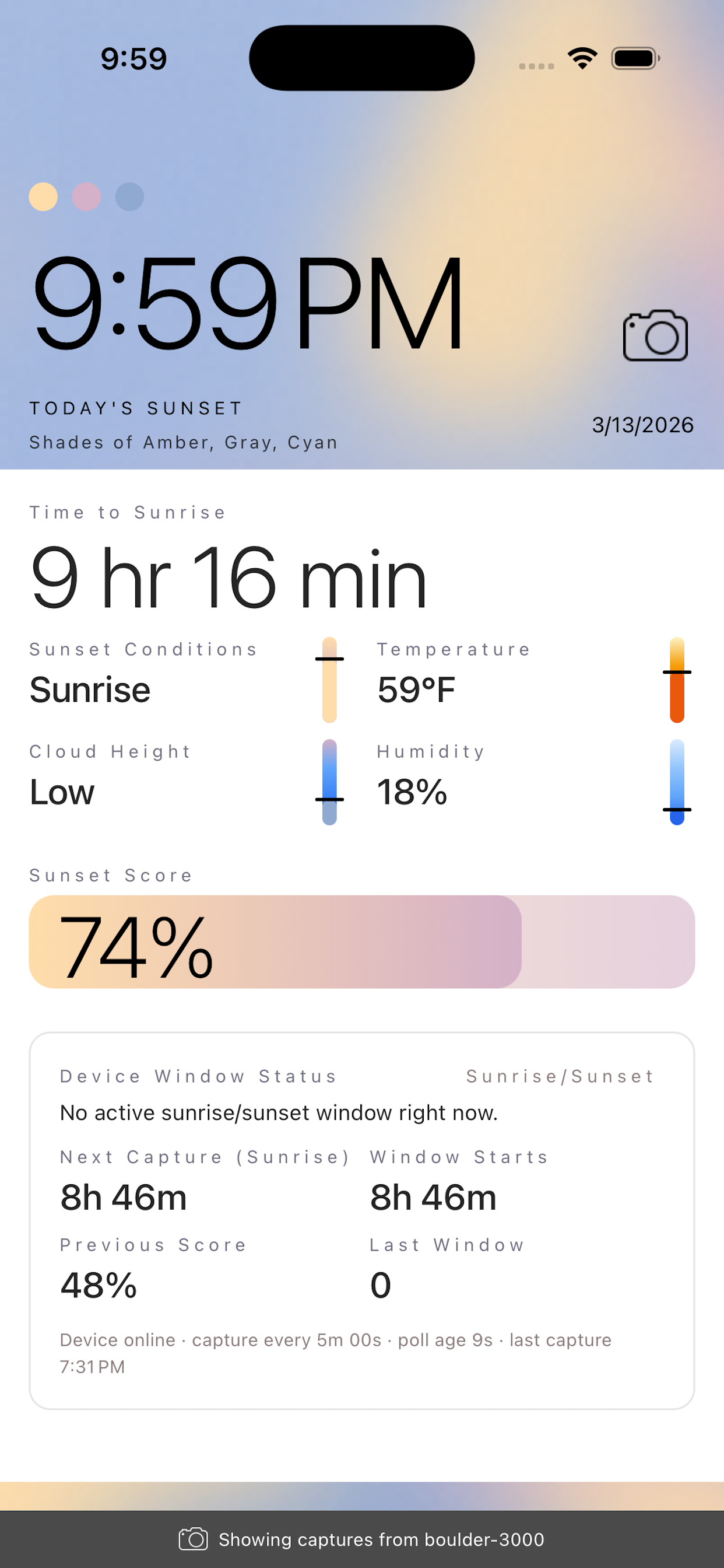 Solrise home at 74% sunset score